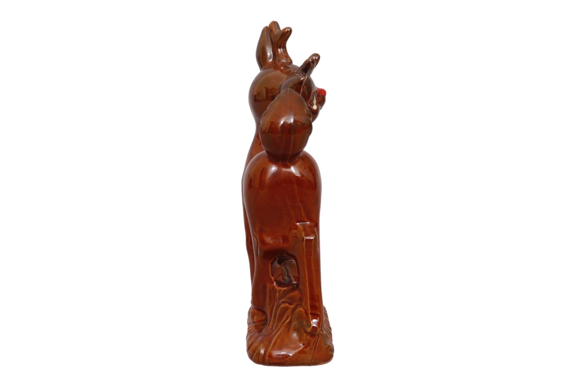 Céramique Figurine de Noël Rudolph Reindeer en céramique en vente