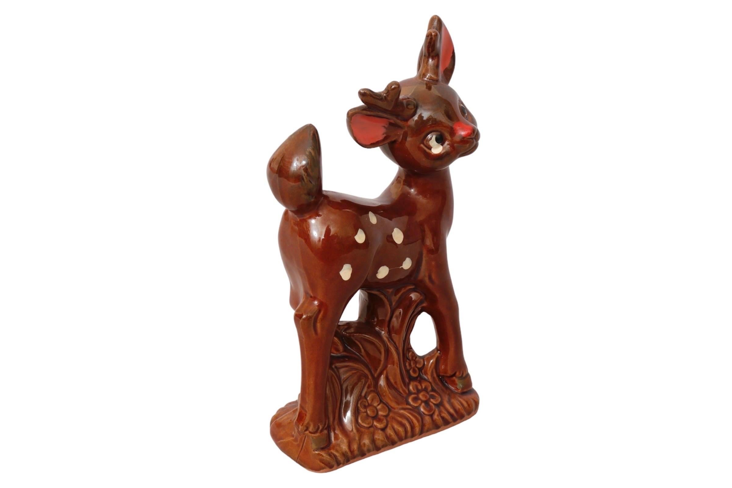 Figurine de Noël Rudolph Reindeer en céramique en vente 1