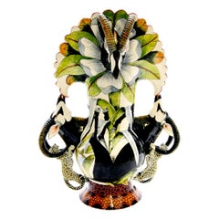 Ceramic Sable Leopard Vase Double Handle, hand made in South Africa