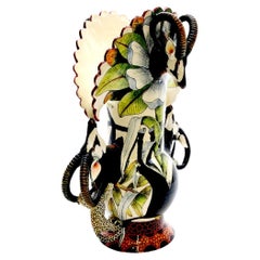 Ceramic Sable Leopard Vase Double Handle, hand made in South Africa