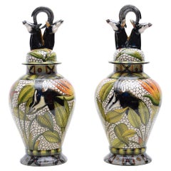 Ceramic Sable Urns  Pair , hand made in South Africa
