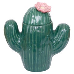 Retro Ceramic Saguaro Cactus Cookie Jar