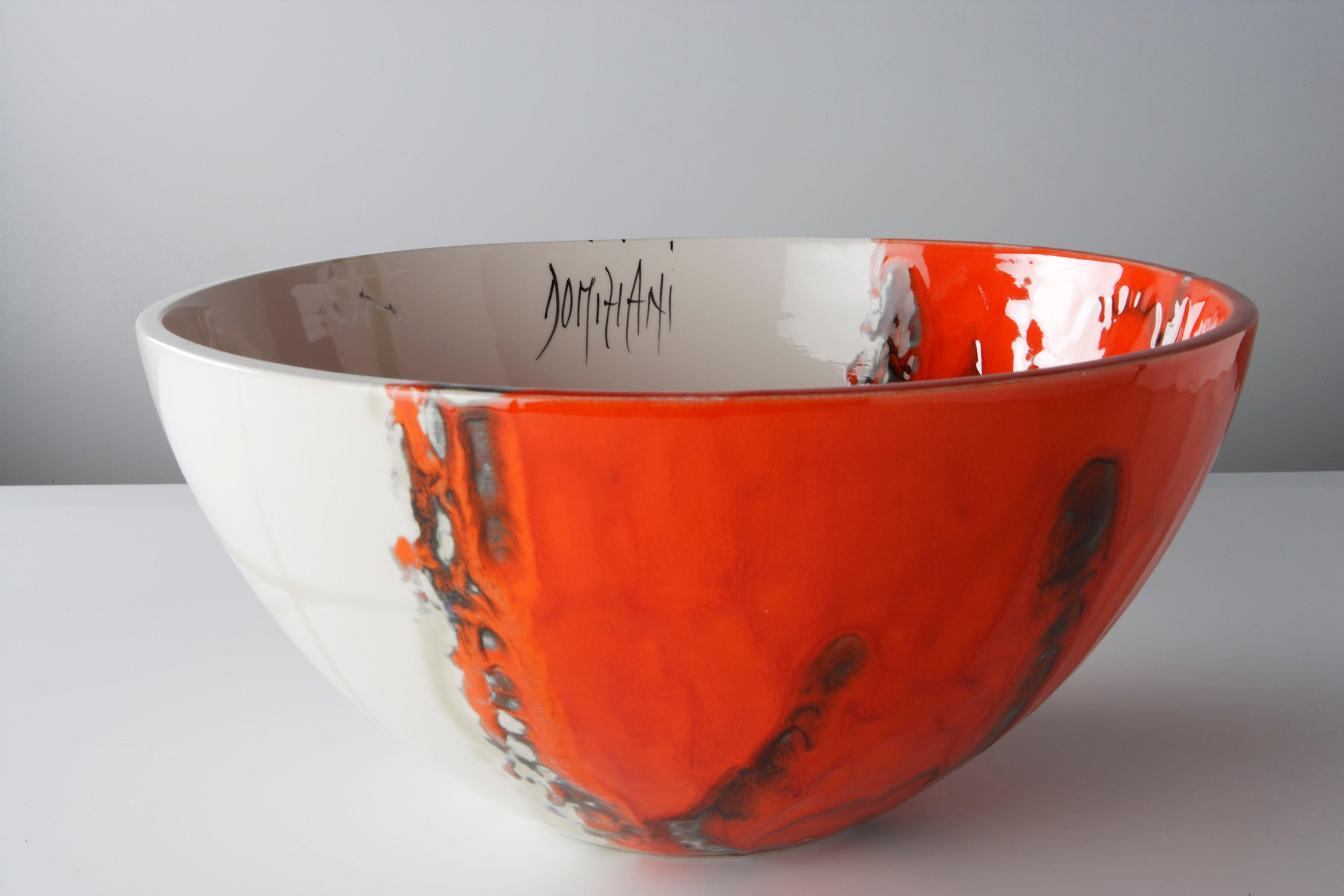 Modern Ceramic Salad Bowl, Ø 35cm x H 17cm Handmade in Italy 2021, Choose Your Pattern For Sale