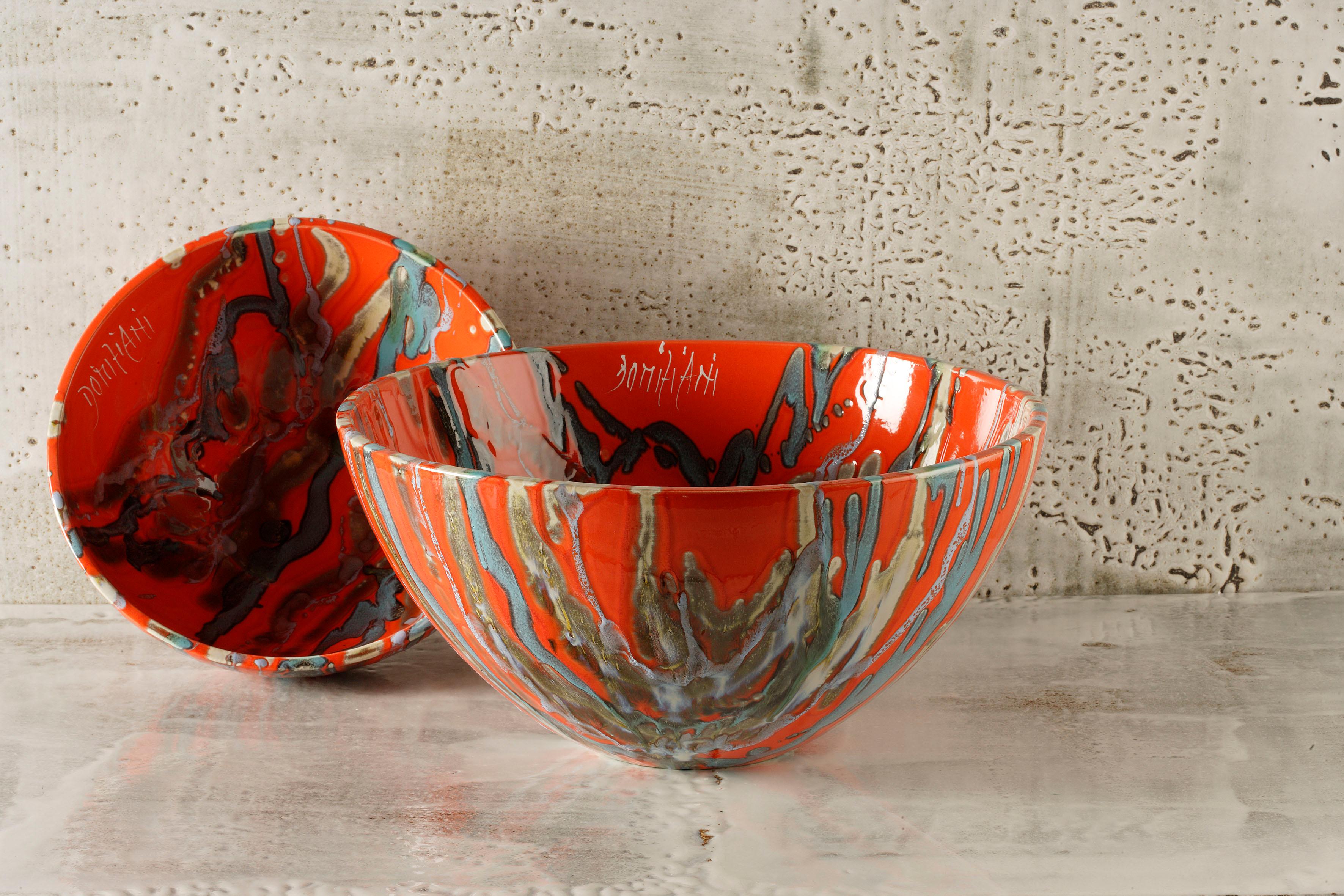 Italiano Insalatiera in ceramica, Ø 35cm x H 17cm Fatta a mano in Italia 2021, scegli il tuo motivo in vendita