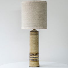Ceramic Sand Table Lamp, Neutral Custom Lampshade by R. Houben