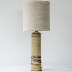 Ceramic Sand Table Lamp, Neutral Custom Lampshade by R. Houben