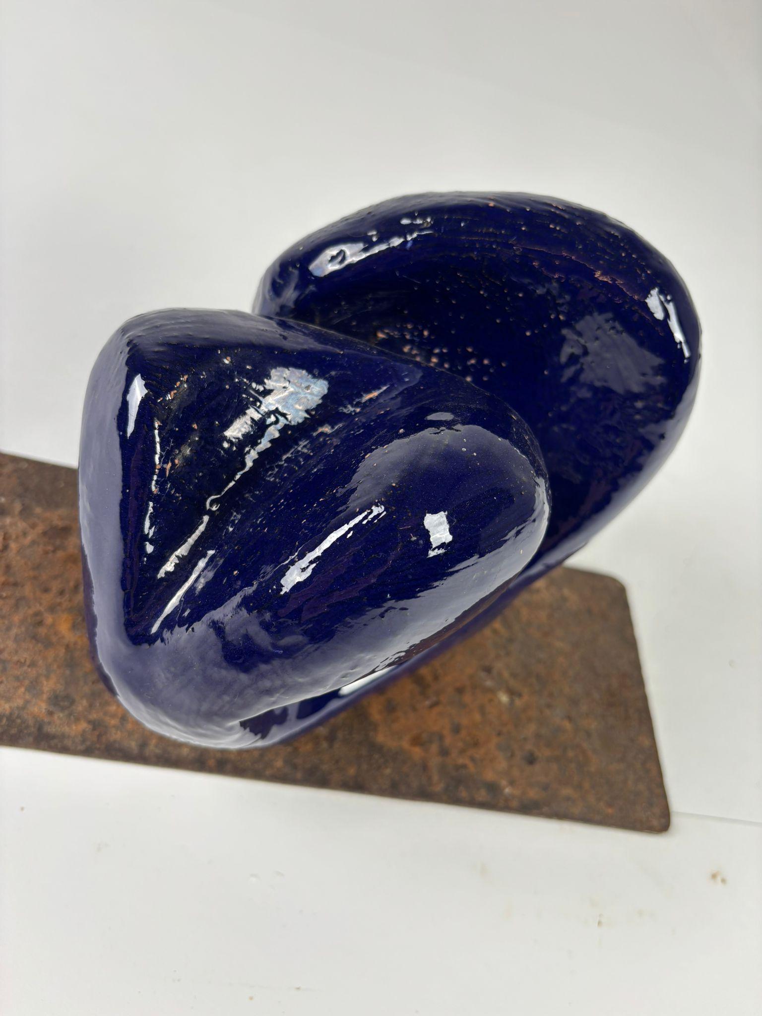 Contemporary Ceramic sculptural artwork, Raku, “Intimità”, 2003 For Sale