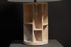 Ceramic Sculptural Round Lamp, Creme