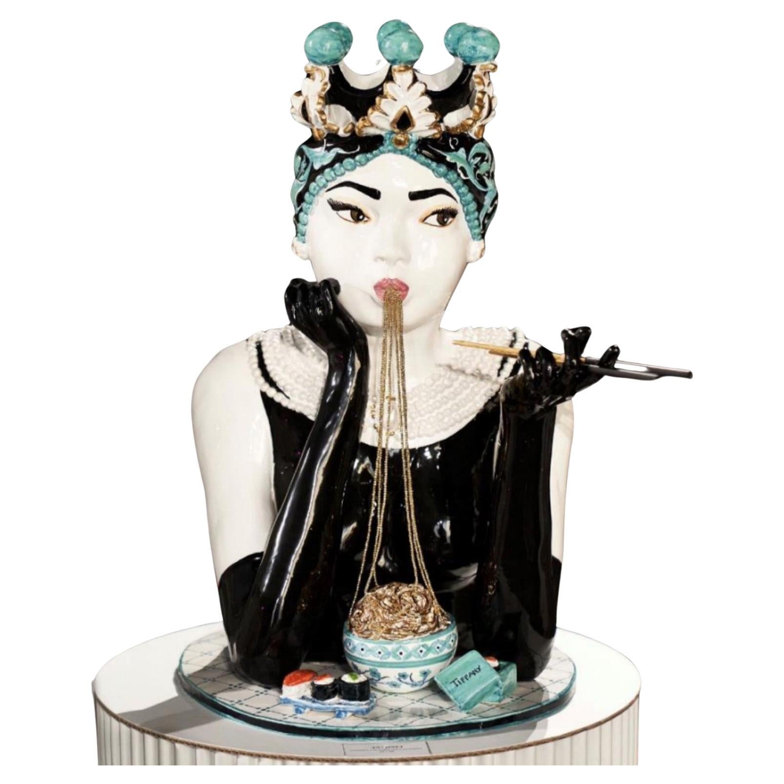 Ceramic Sculpture Antonia Head by Vanessa Semaino For Sale