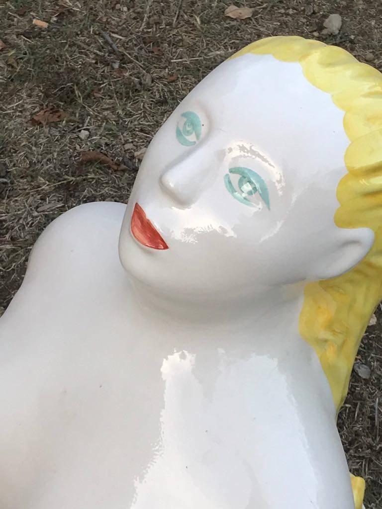 Enameled Ceramic Sculpture Bagnante Model by Ugo La Pietra for Superego Editions, Italy For Sale