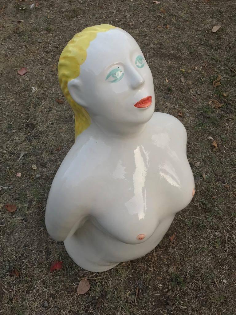 Contemporary Ceramic Sculpture Bagnante Model by Ugo La Pietra for Superego Editions, Italy For Sale