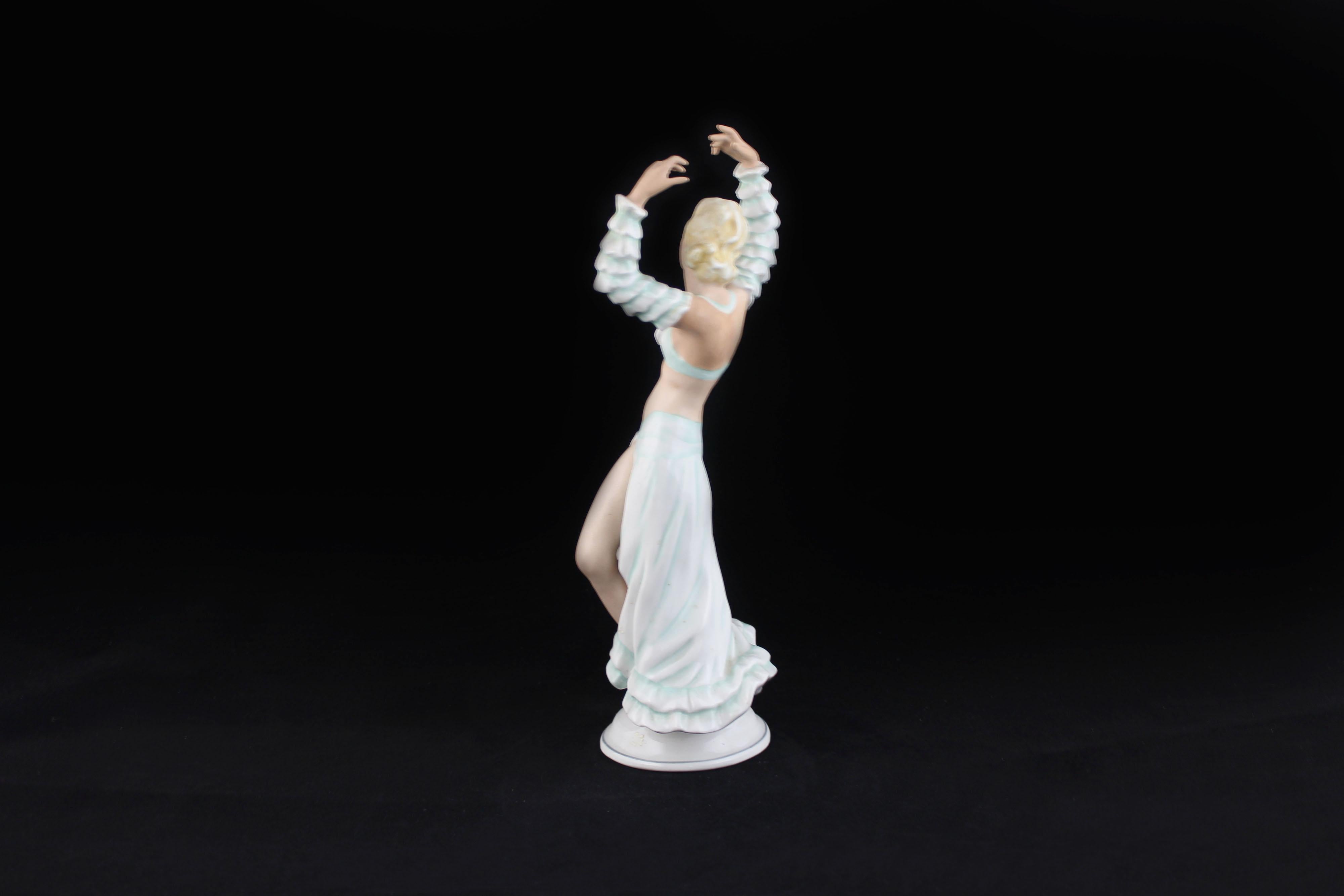 Art Deco Ceramic sculpture Ballerina by Chaubach Kunst, 40s For Sale