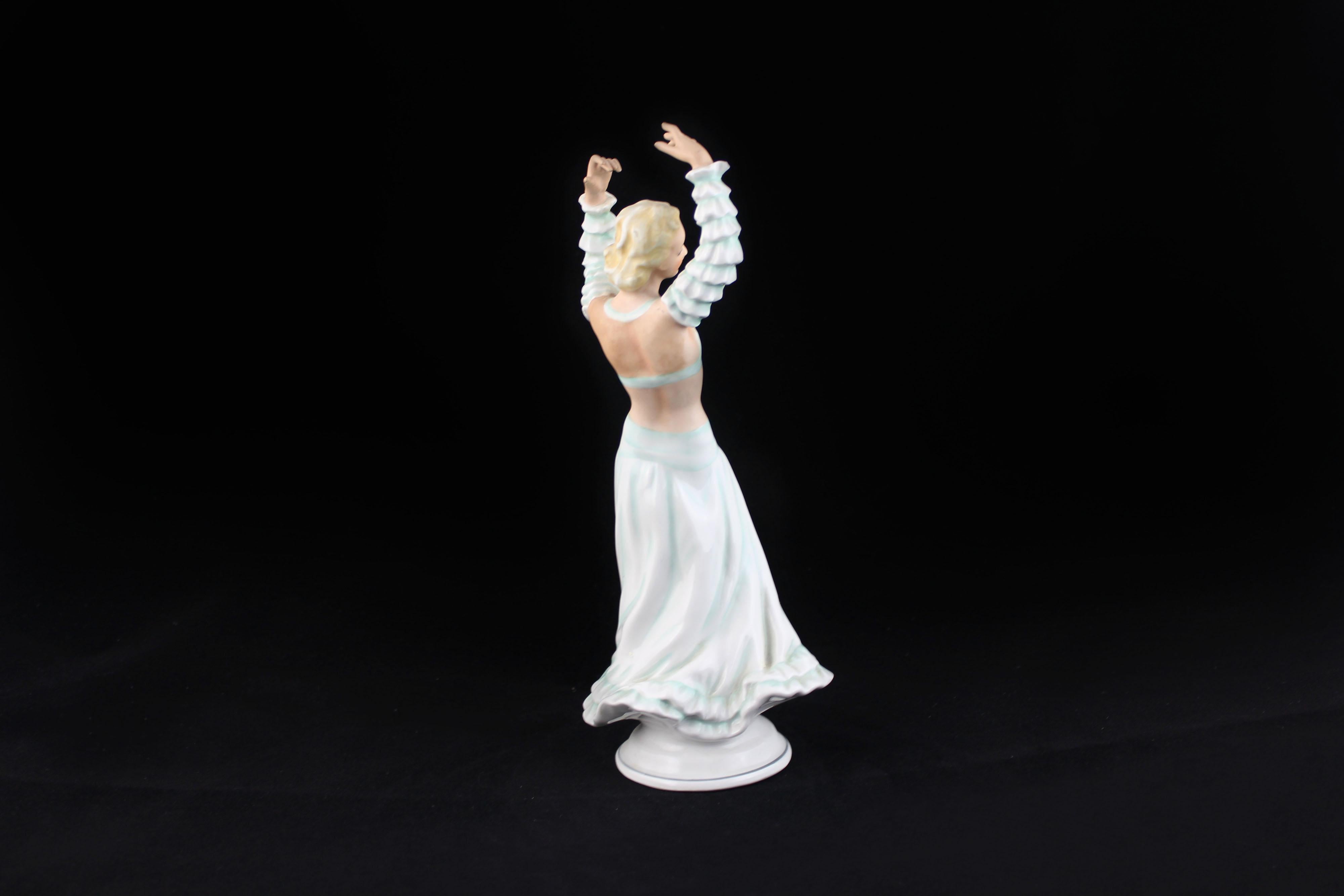 Keramikskulptur Ballerina aus Keramik von Chaubach Kunst, 40er-Jahre (Deutsch) im Angebot