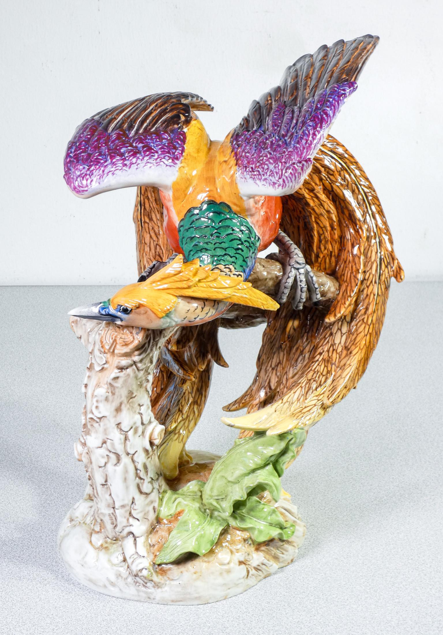 Ceramic Sculpture by Carl Thieme, Bird, Dresden, Early 20th Century In Good Condition In Torino, IT