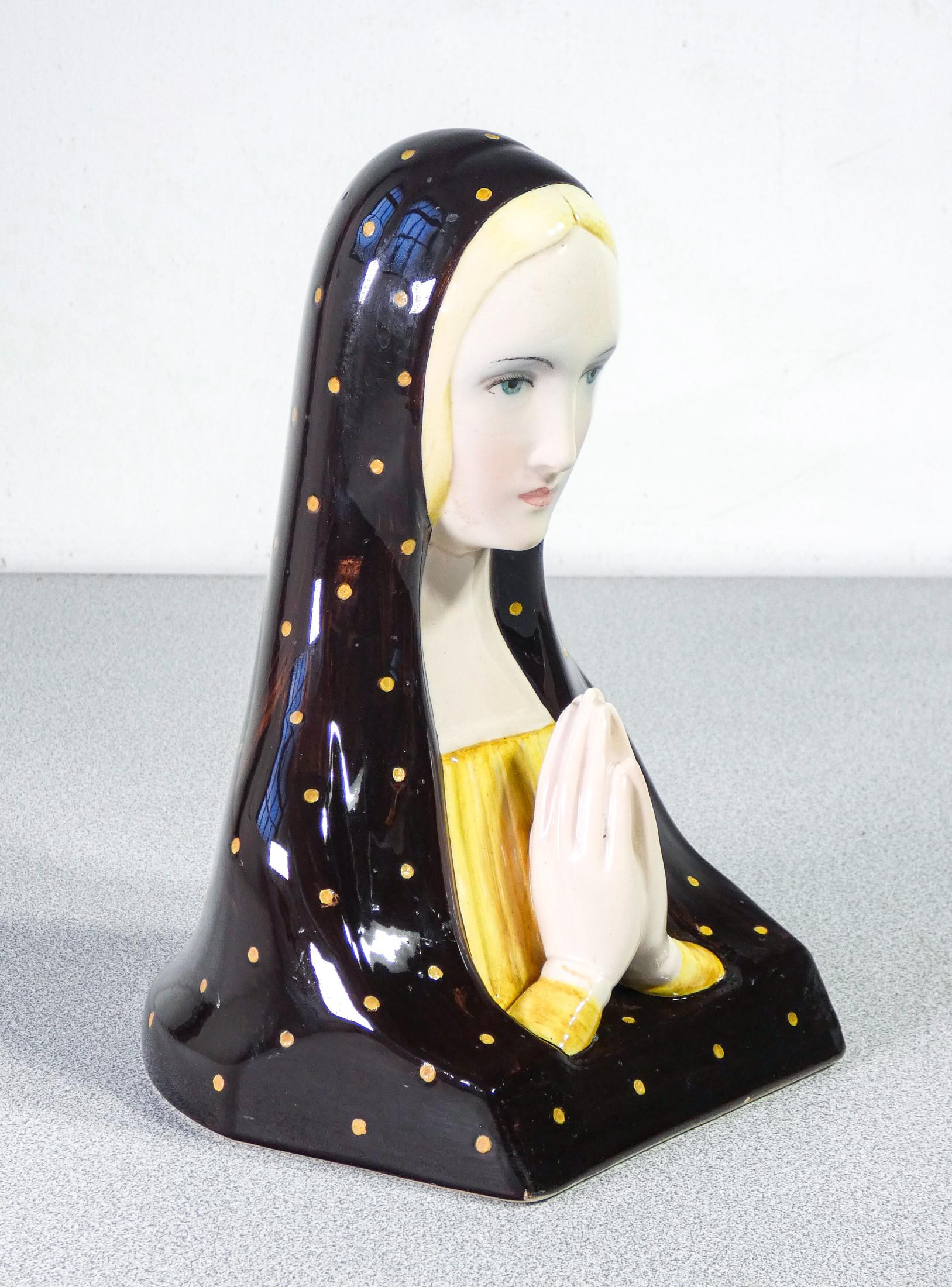 Ceramic Sculpture by Paola Bologna for Lenci, Holy Mary, Turin Italy, 1930s 3
