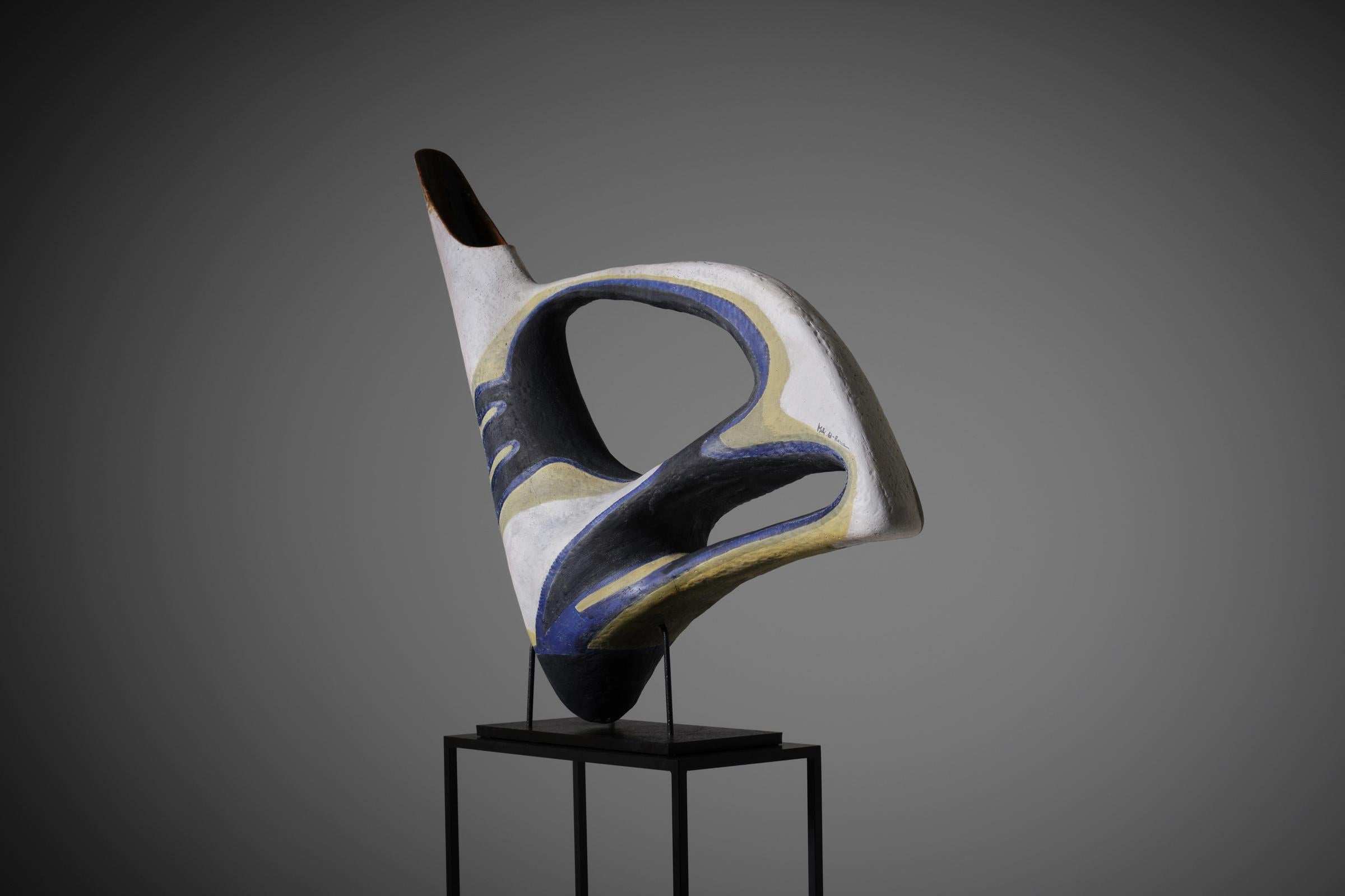 Hand-Painted Ceramic Sculpture by Salvatore Meli, Italy, 1963 For Sale