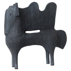 Ceramic Sculpture "Cheval noir" One of a Kind Signed by W. BYL