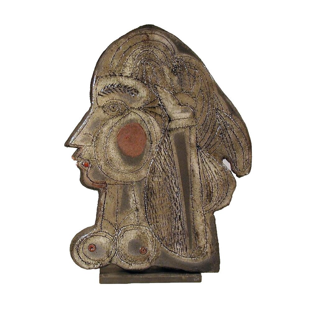 Roger Capron - Keramik-Skulptur Kleopatra  (Moderne der Mitte des Jahrhunderts) im Angebot