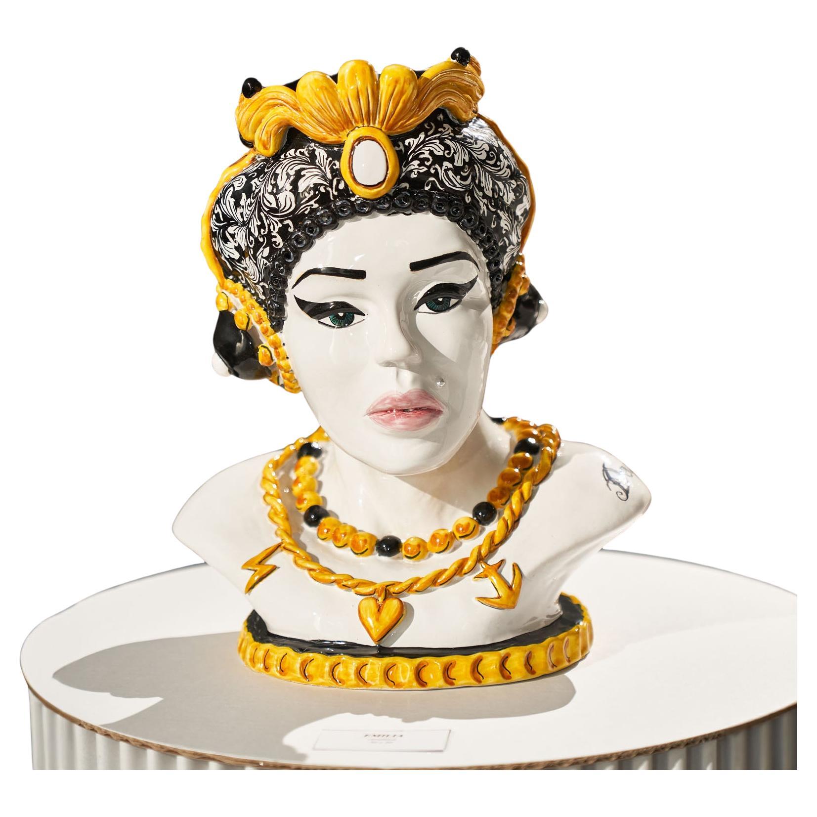 Ceramic Sculpture Emilia Head by Vanessa Semaino For Sale