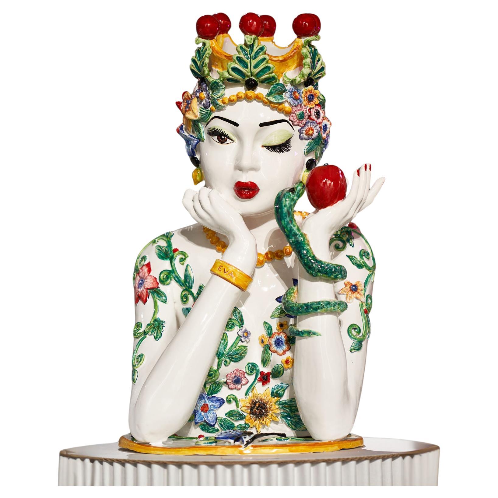 Sculpture en céramique Tête d'Eva par Vanessa Semaino en vente