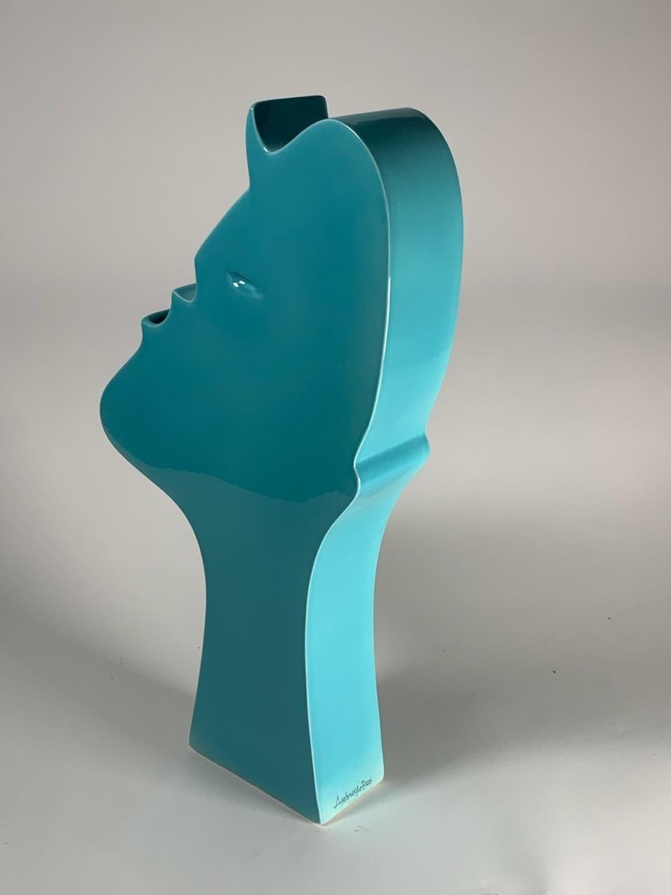 Keramik-Skulptur mit Gesichtsmodell von Ambrogio Pozzi für Superego Editions, Italien (Italienisch) im Angebot