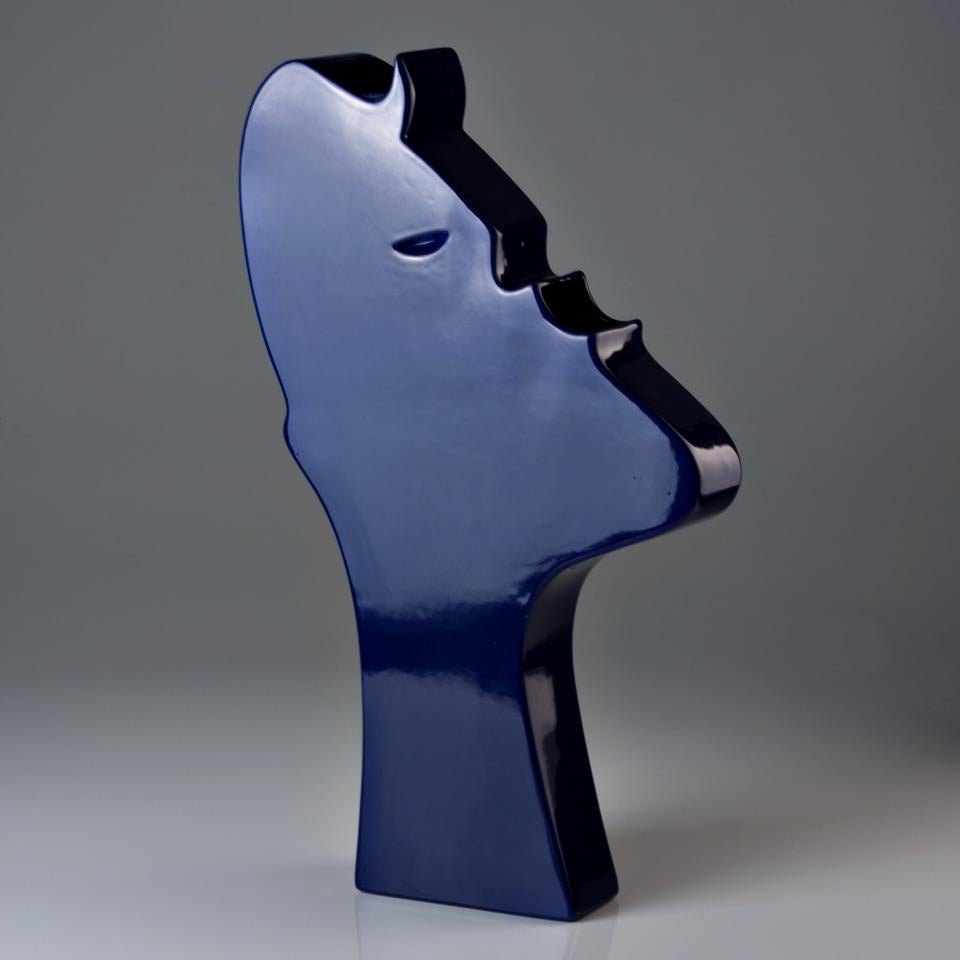 Enameled Ceramic Sculpture Face Model by Ambrogio Pozzi for Superego Editions, Italy For Sale