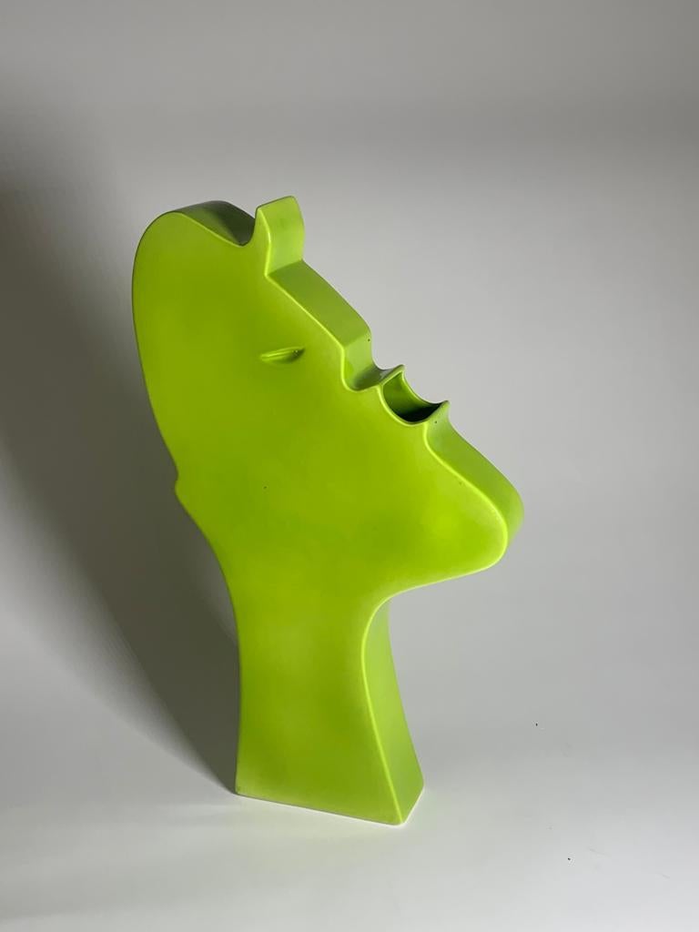 Enameled Ceramic Sculpture Face Model by Ambrogio Pozzi for Superego Editions, Italy For Sale