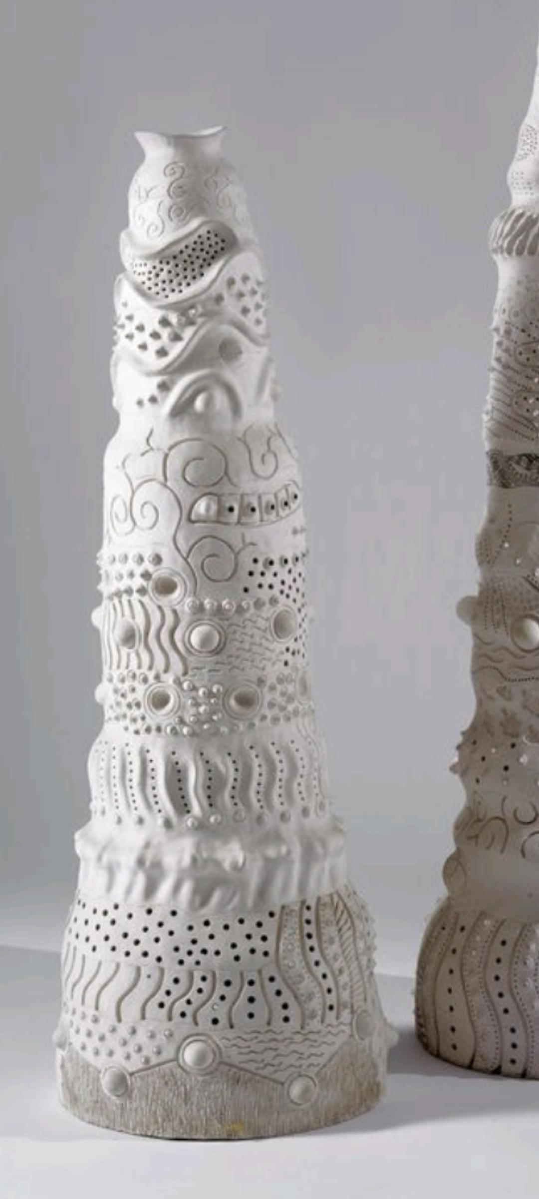 Modern Ceramic Sculpture from Israeli Artist Dodi Eldar Inspired by the Tower of Babel For Sale