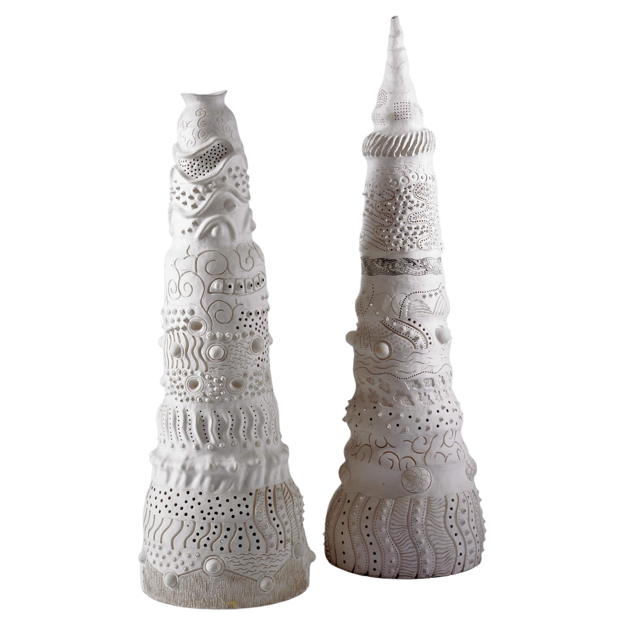 Ceramic Sculpture from Israeli Artist Dodi Eldar Inspired by the Tower of Babel For Sale