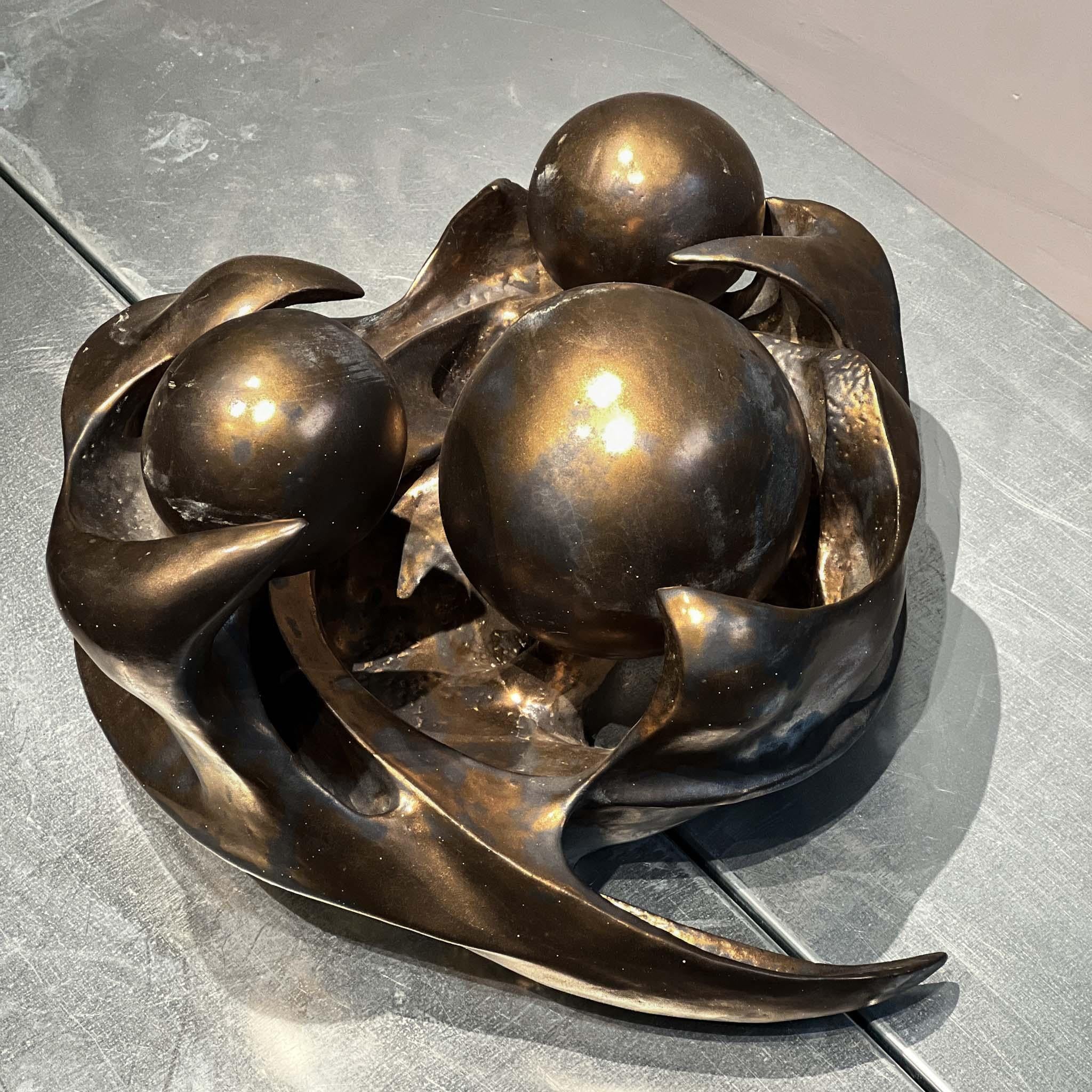 Ceramic sculpture in bronze glazing, Dutch, 1970s For Sale 4