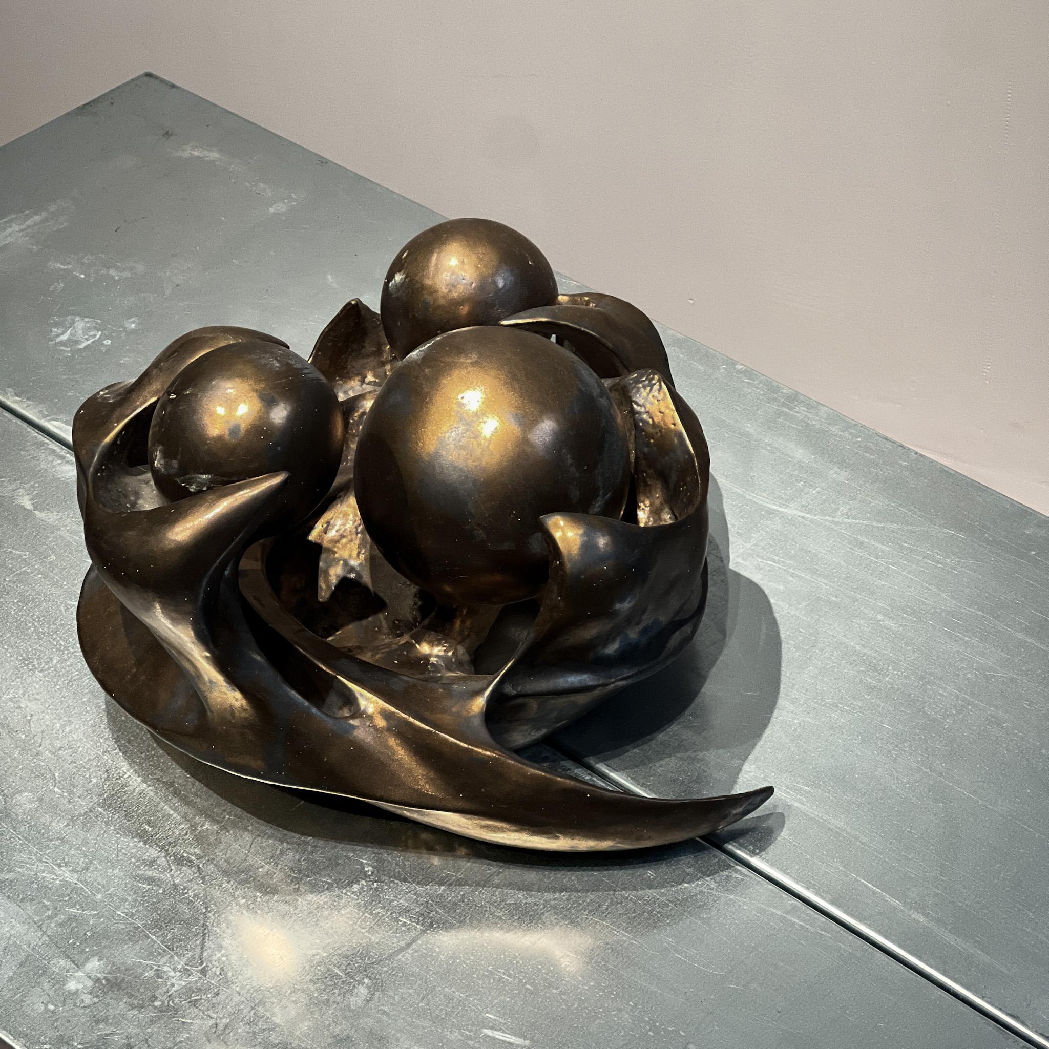 Ceramic sculpture in bronze glazing, Dutch, 1970s For Sale 5