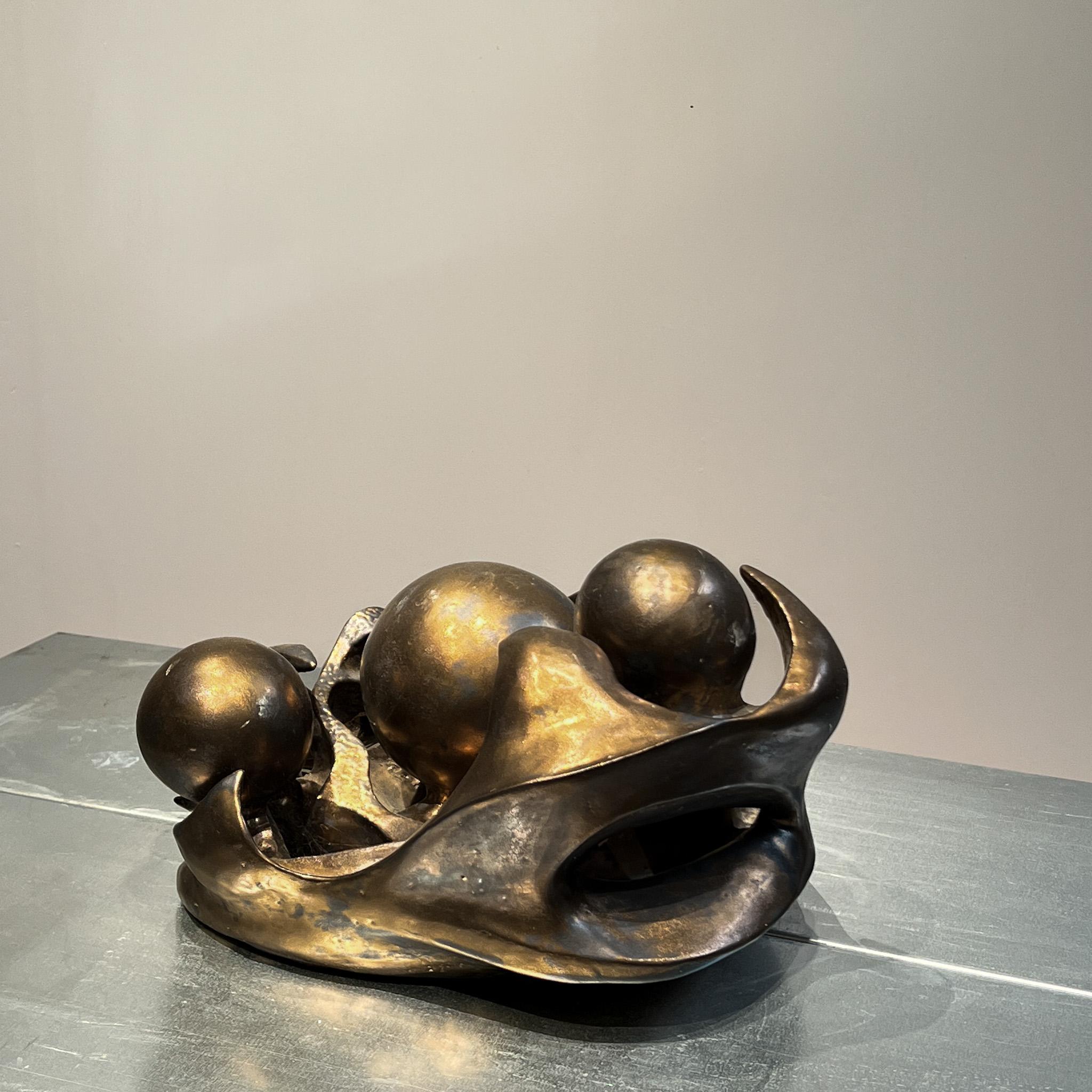 20th Century Ceramic sculpture in bronze glazing, Dutch, 1970s For Sale