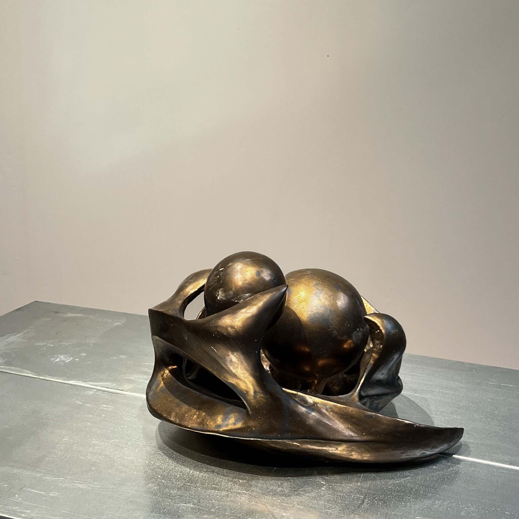 Ceramic sculpture in bronze glazing, Dutch, 1970s For Sale 1