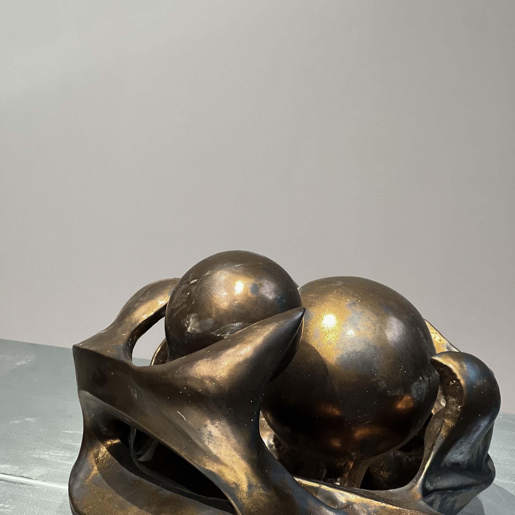 Ceramic sculpture in bronze glazing, Dutch, 1970s For Sale 2