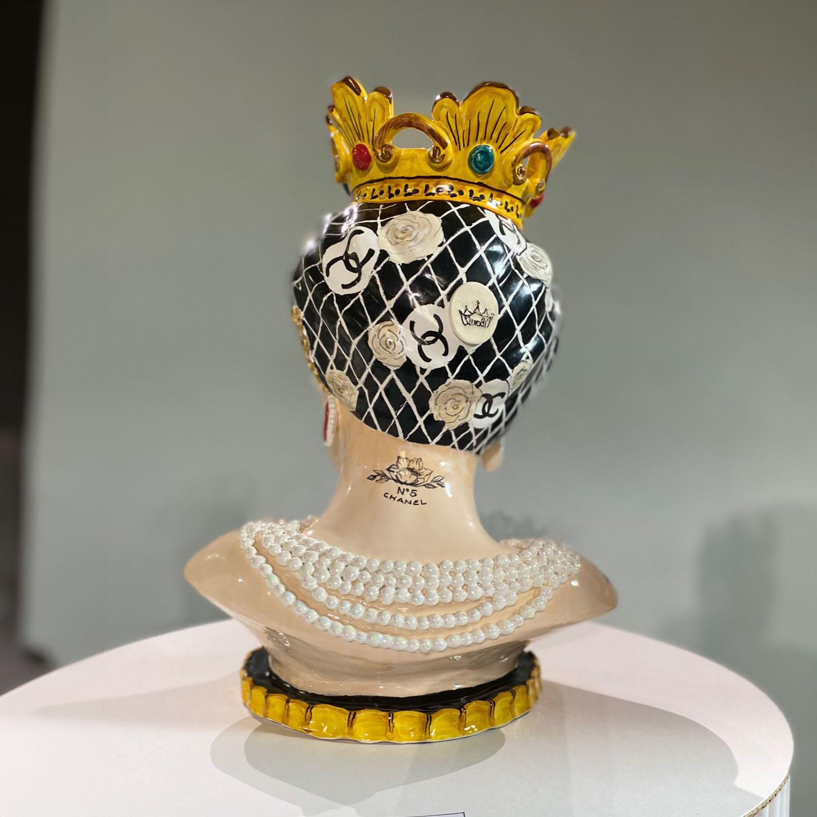 Italian Ceramic Sculpture Norma Head by Vanessa Semaino For Sale