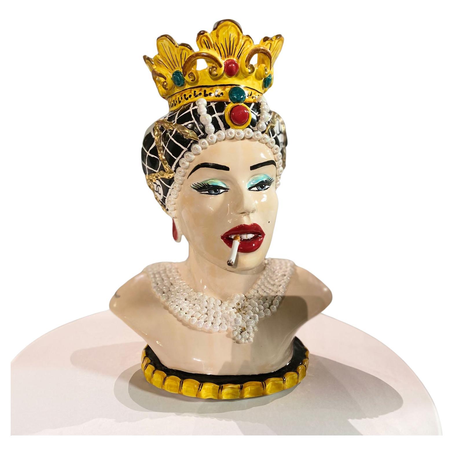 Keramik-Skulptur Norma Kopf aus Keramik von Vanessa Semaino im Angebot