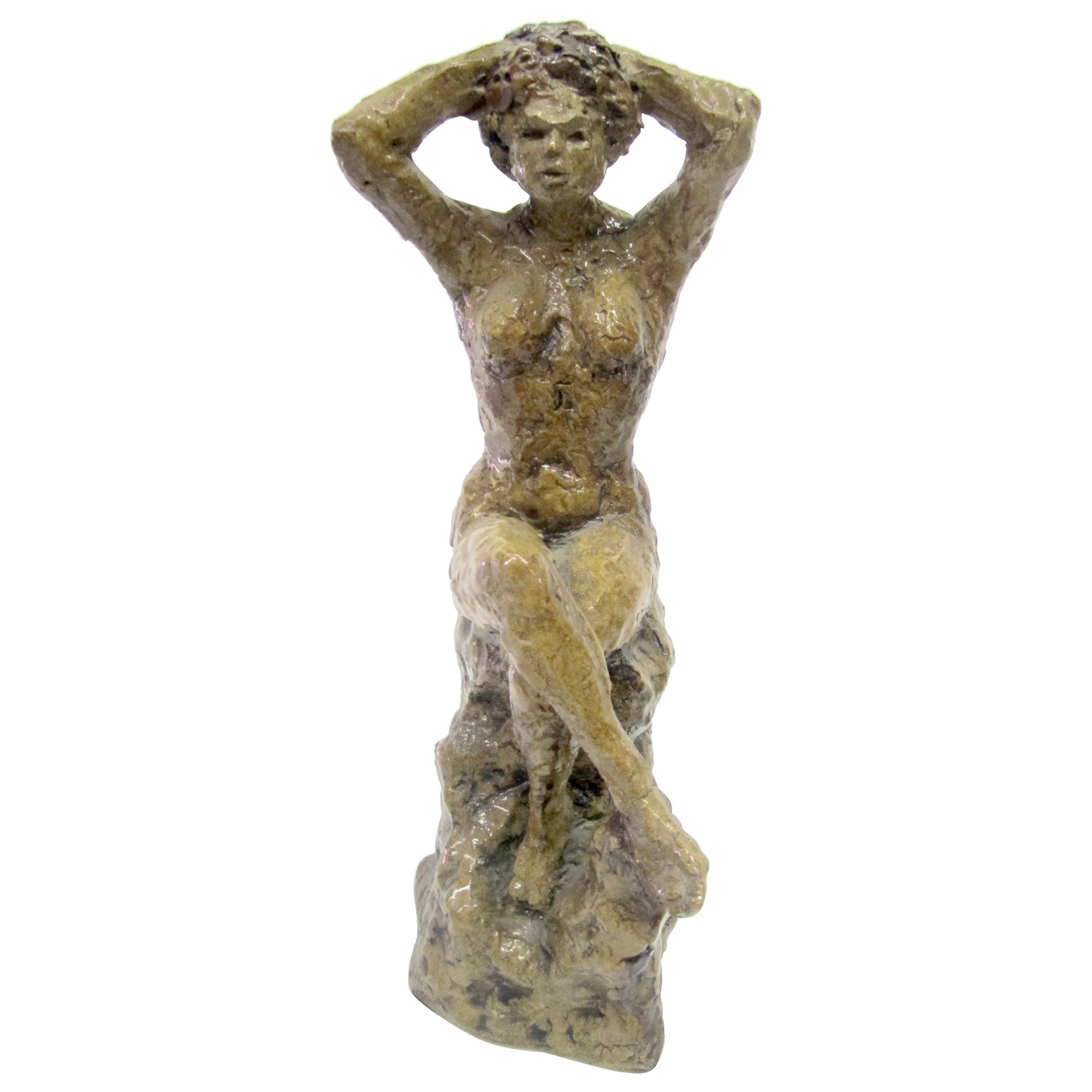 Ceramic Sculpture of a Bathing Female by Hendrick Grise