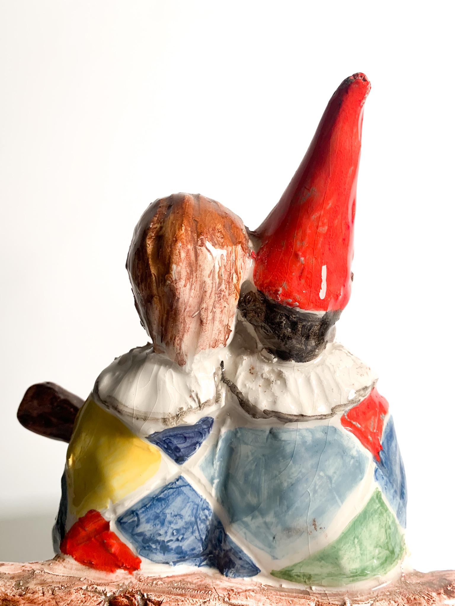 Ceramic Sculpture of a Couple of Musicians by Walter Pozzi, 1980s For Sale 4
