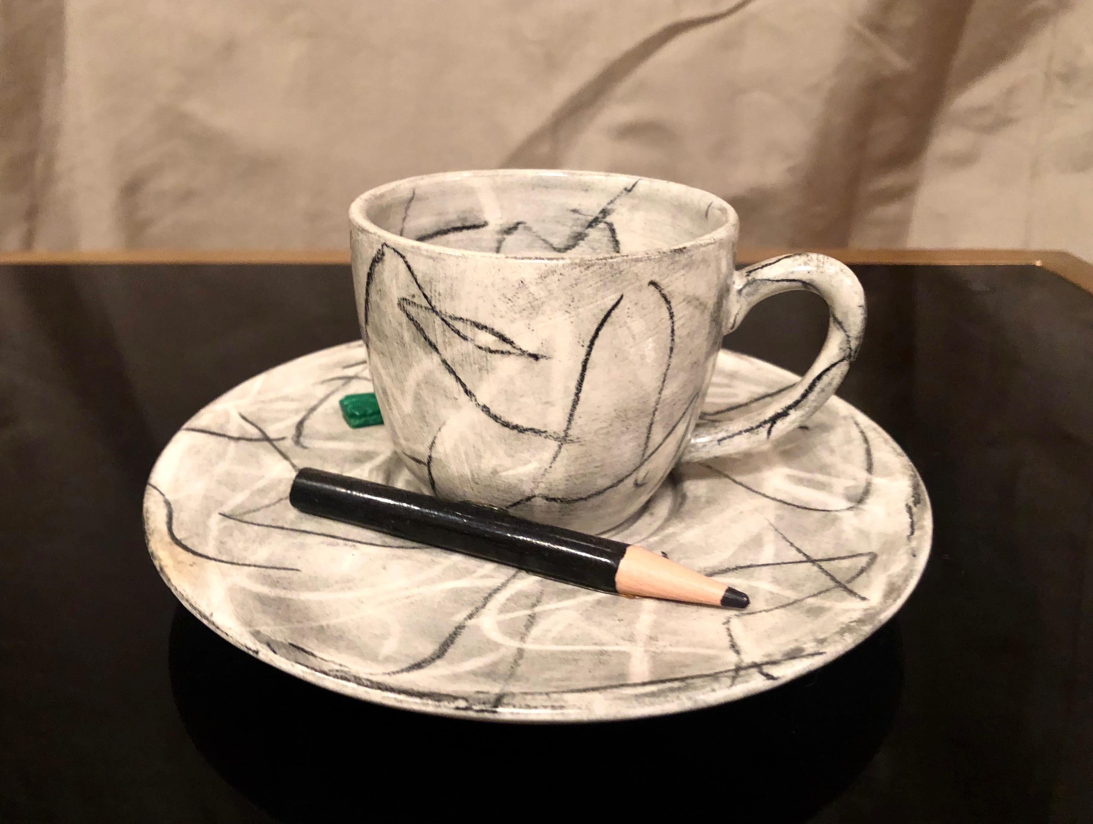Ceramic Sculpture of a Cup and Plate by David Furman, USA 1996 4