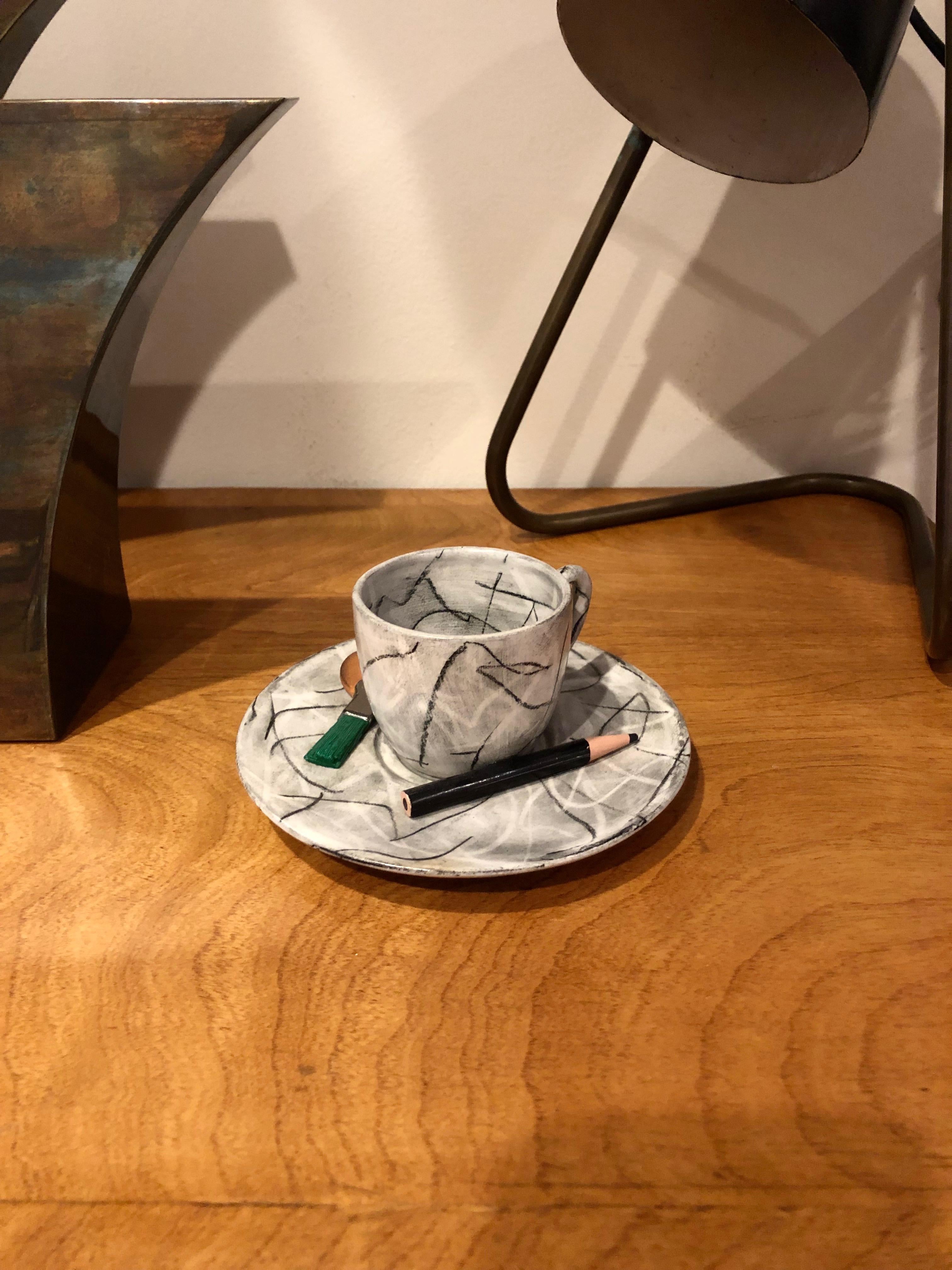 Ceramic Sculpture of a Cup and Plate by David Furman, USA 1996 5