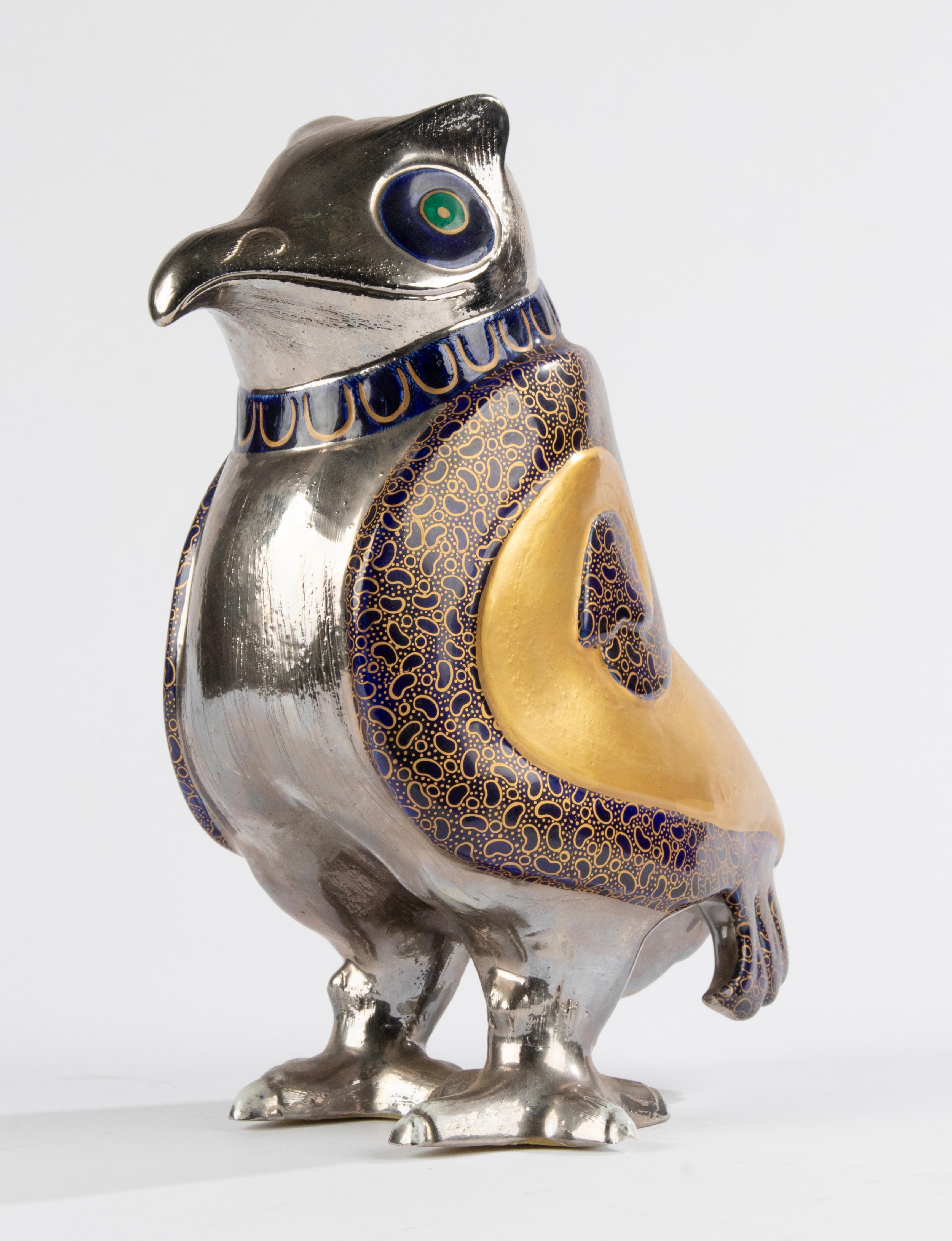 italien Sculpture en céramique d'un oiseau fantastique - Mangani Firenze en vente