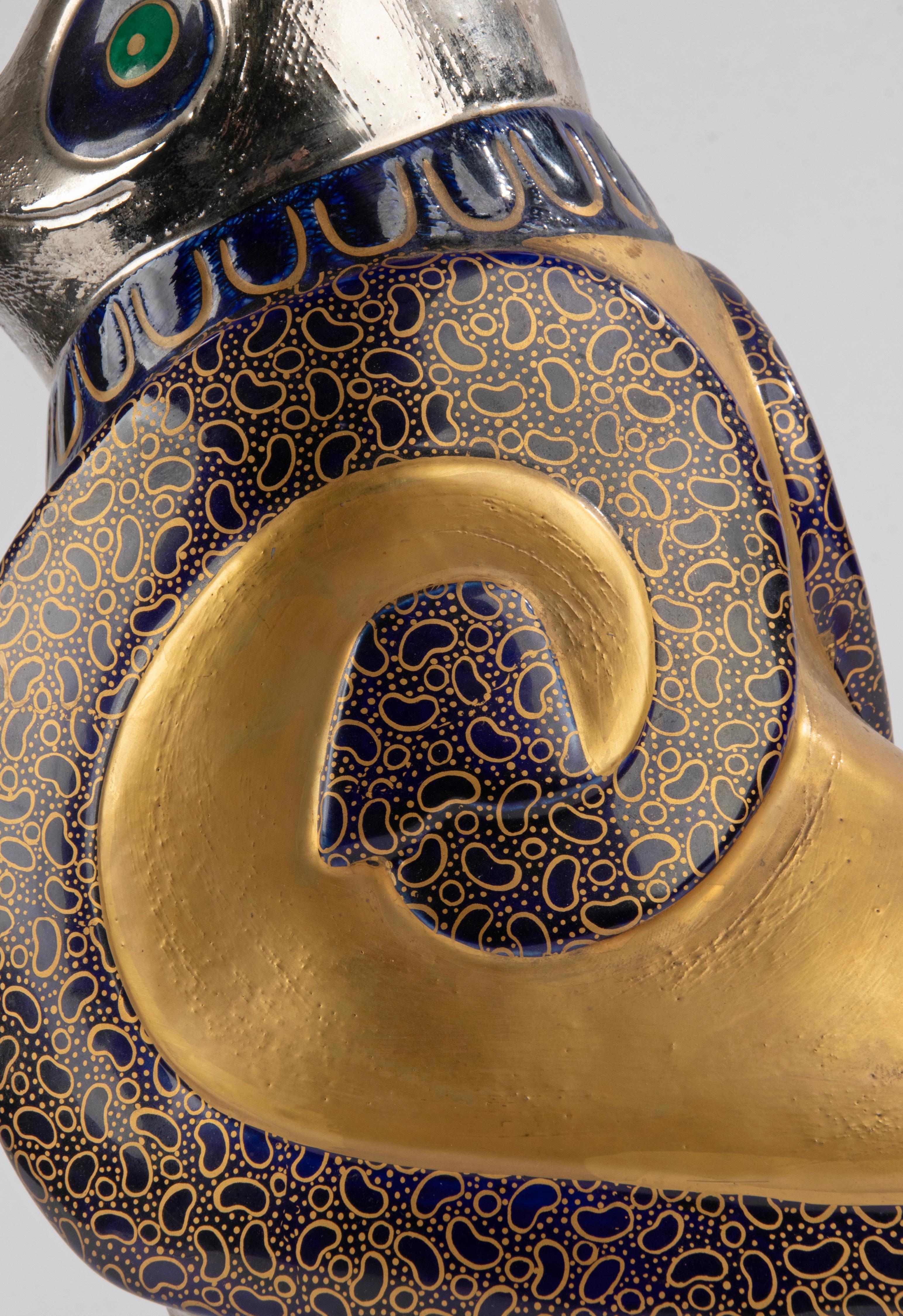 Fait main Sculpture en céramique d'un oiseau fantastique - Mangani Firenze en vente
