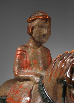 Escultura de cerámica de un jinete, casa de campo de Charles Dudouyt, década de 1940