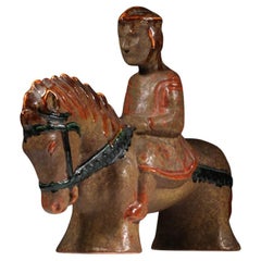Ceramic sculpture of a horseman, Charles Dudouyt country house, 1940s