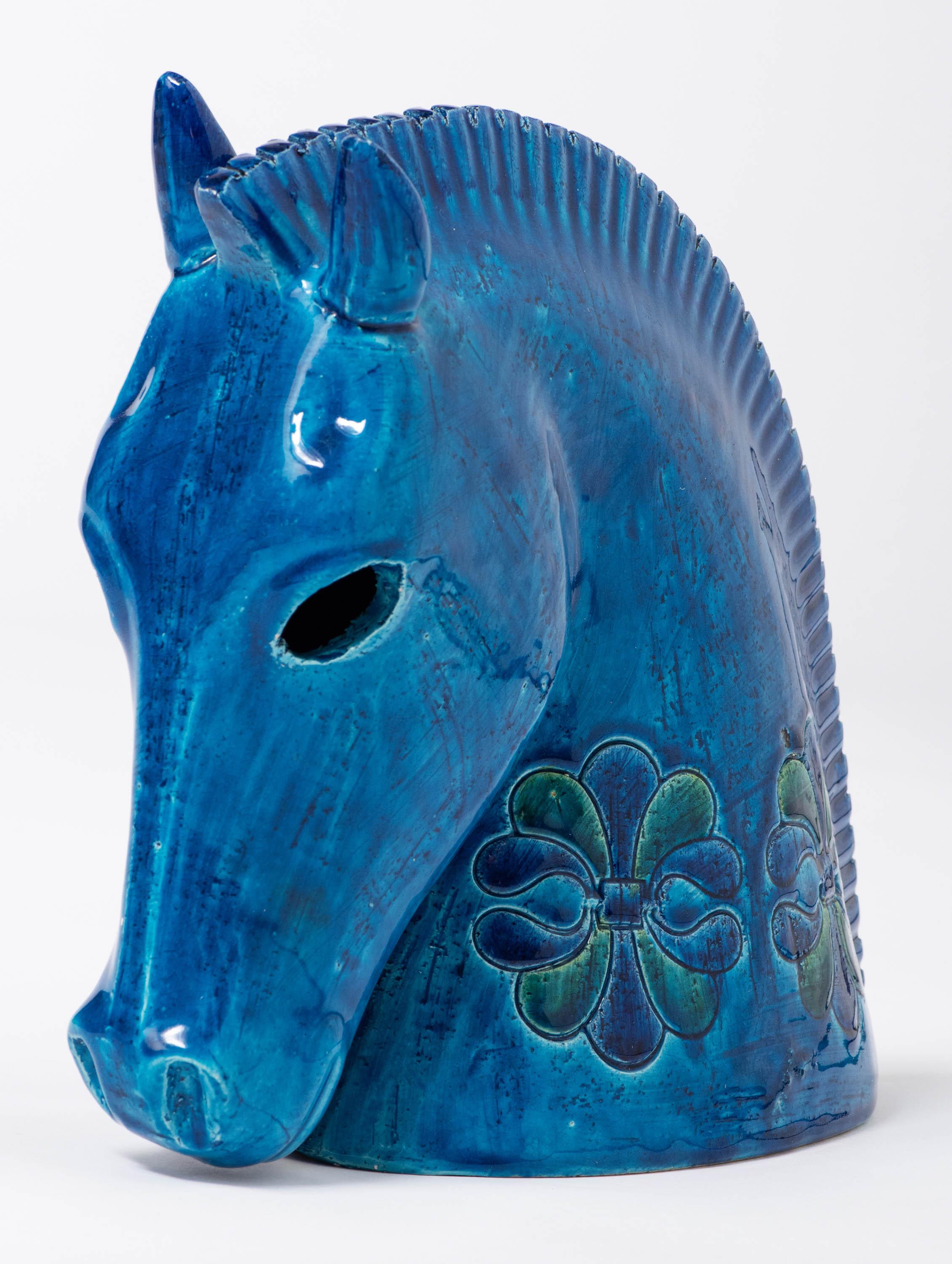 Italian Ceramic Sculpture of a Horse’s Head by Aldo Londi for Bitossi, Italy, circa 1950