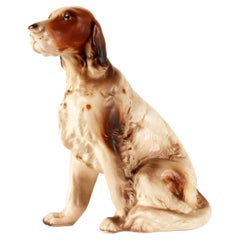 Antique Ceramic sculpture of an English Setter dog, England 1950.  