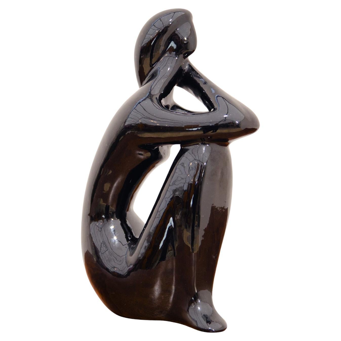 Sculpture en céramique d'une fille nue par Jitka Forejtová, années 1960, Tchécoslovaquie