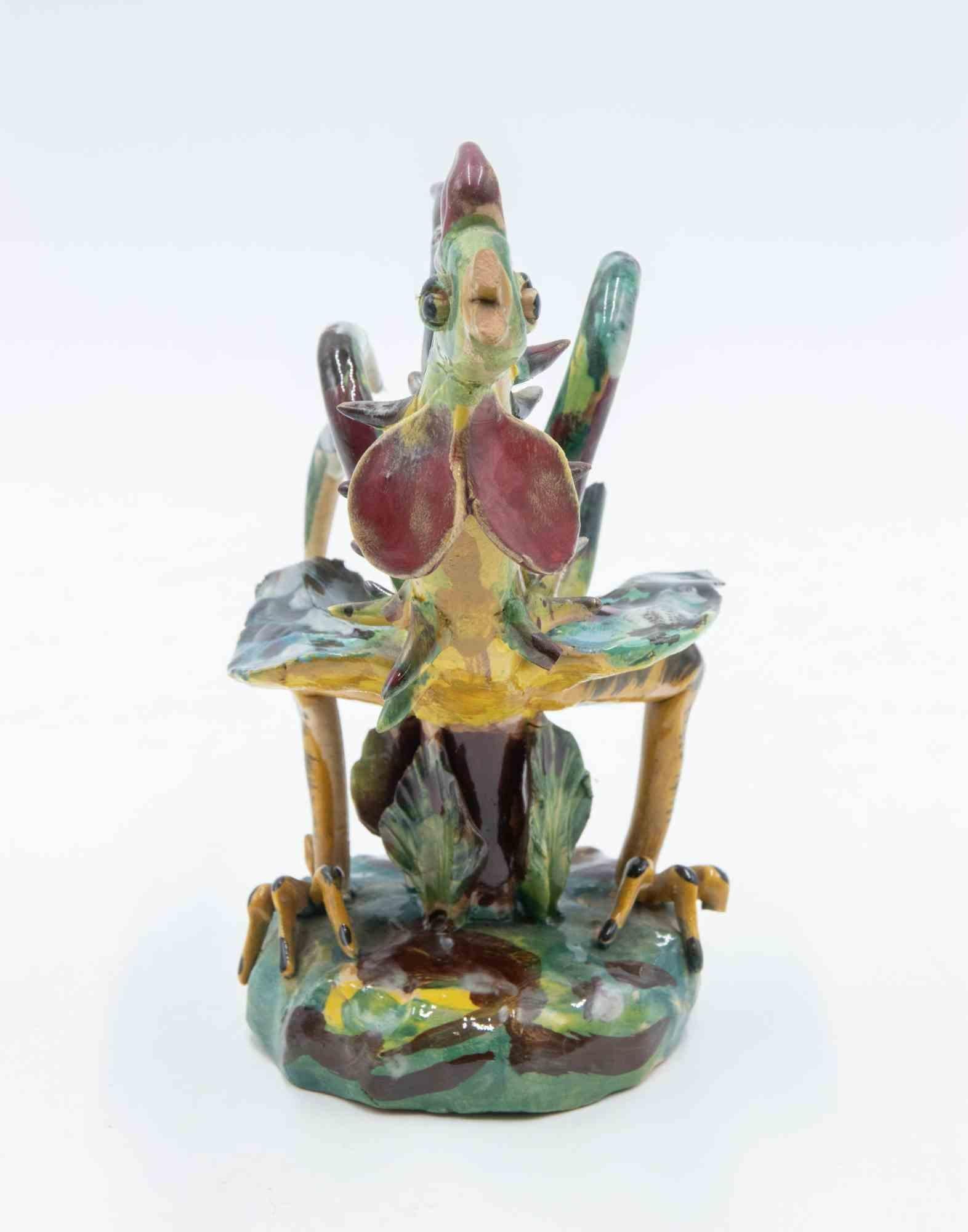 Vintage ceramic sculpture of rooster by Ceramiche di Vietri.

Realized in Italy in 1970s.

Factory's stamp on bottom.