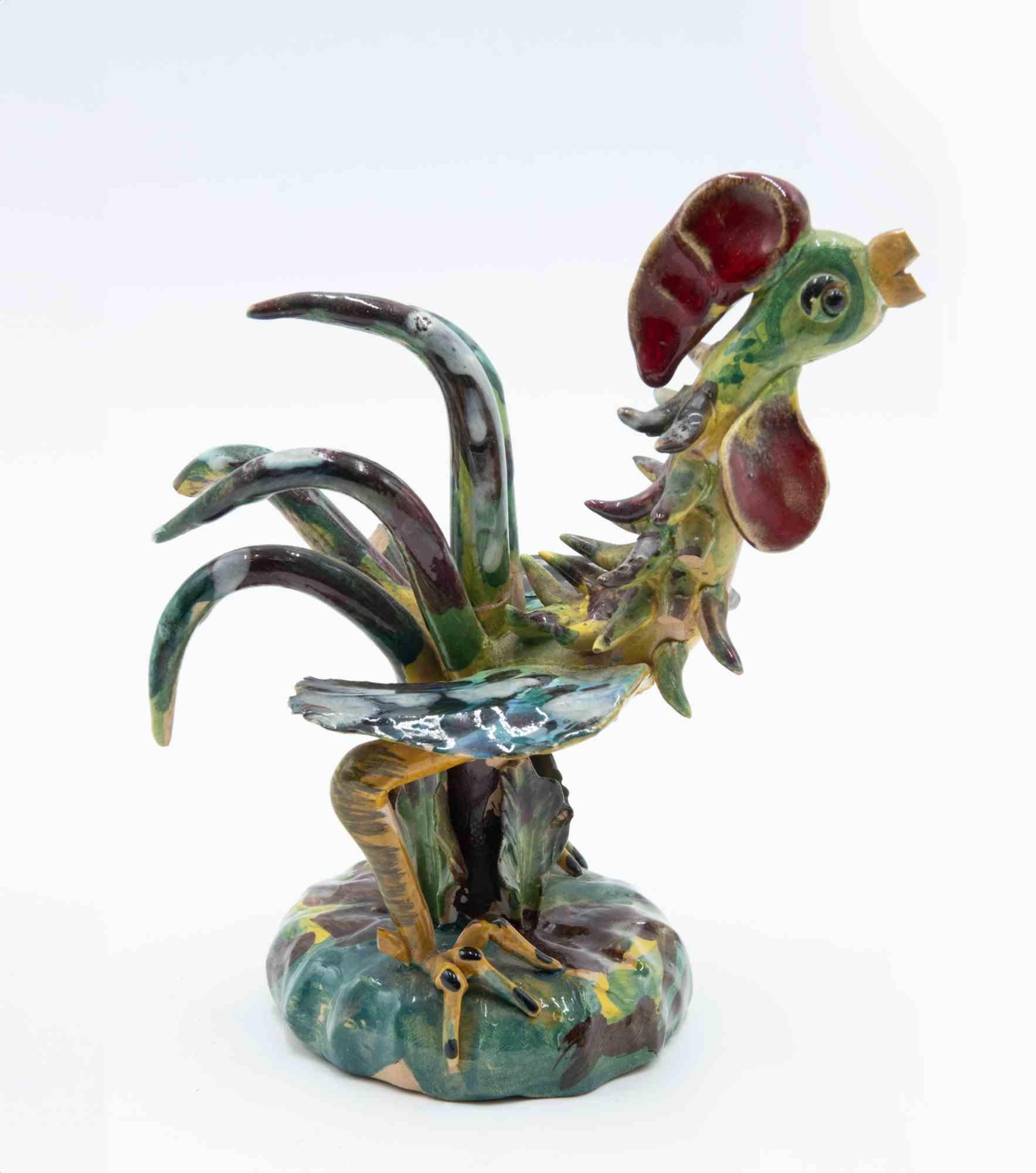 Italian Ceramic Sculpture of Rooster by Ceramiche di Vietri, Italy, 1970s For Sale