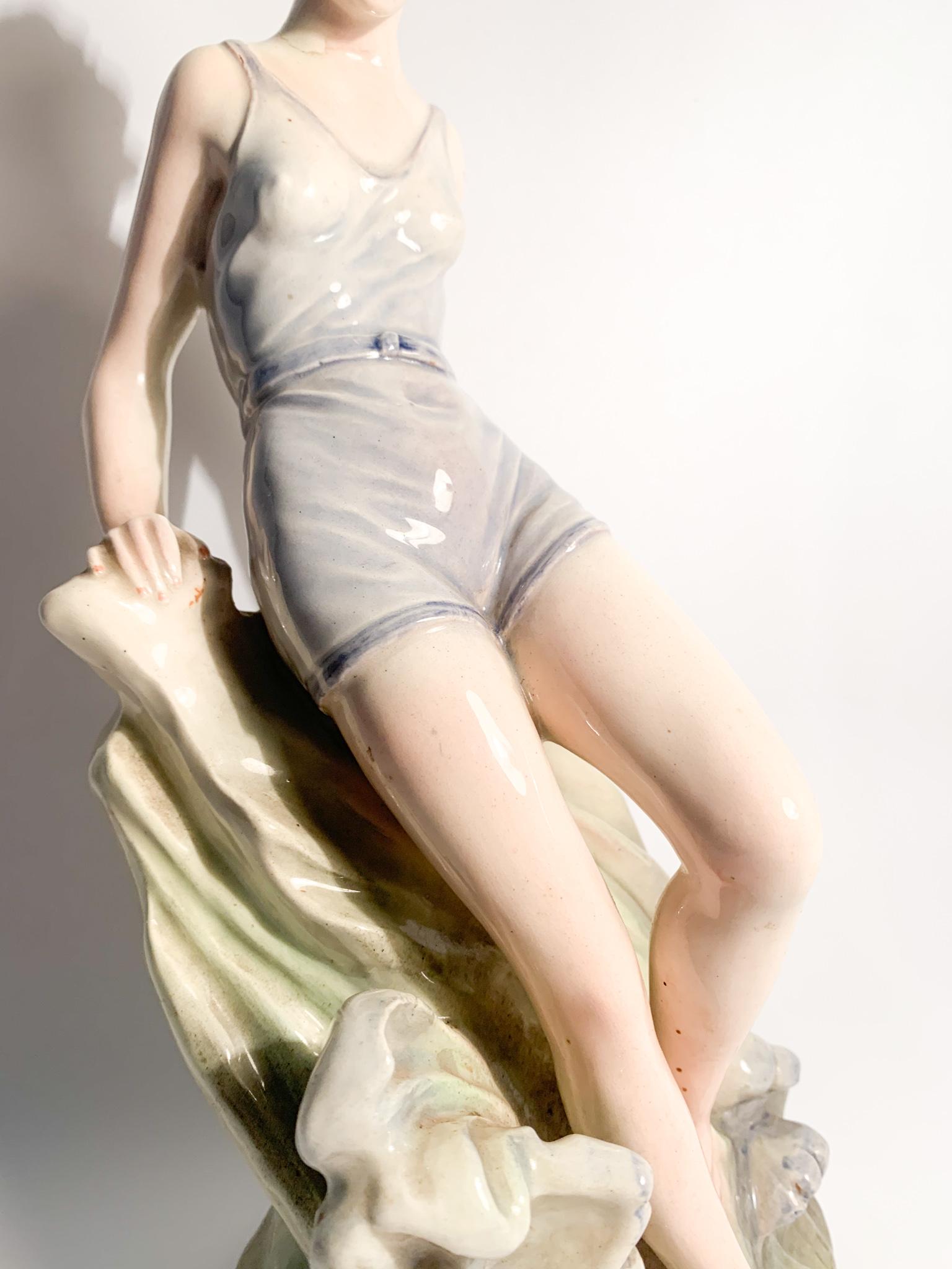 Ceramic Sculpture of Ulca Di Dama on Rock from the 1940s 1